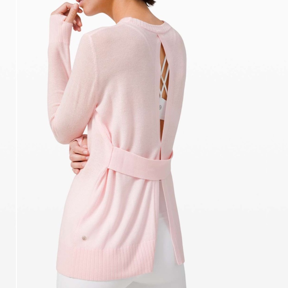 Lululemon Sincerely Yours Sweater in Pink Glow Cashmere Blend knit open back - 6